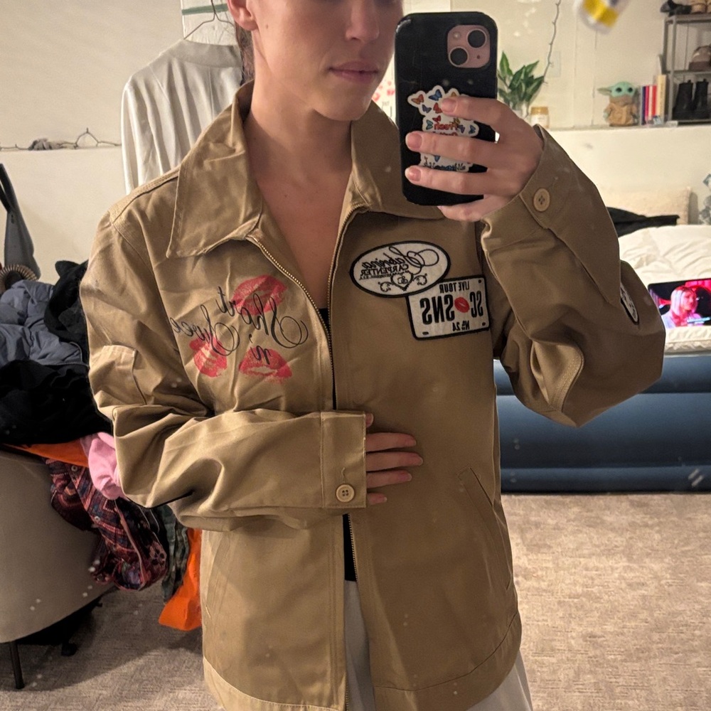 Sabrina Carpenter Tour- Women's Tan Jacket with Embroidered Details